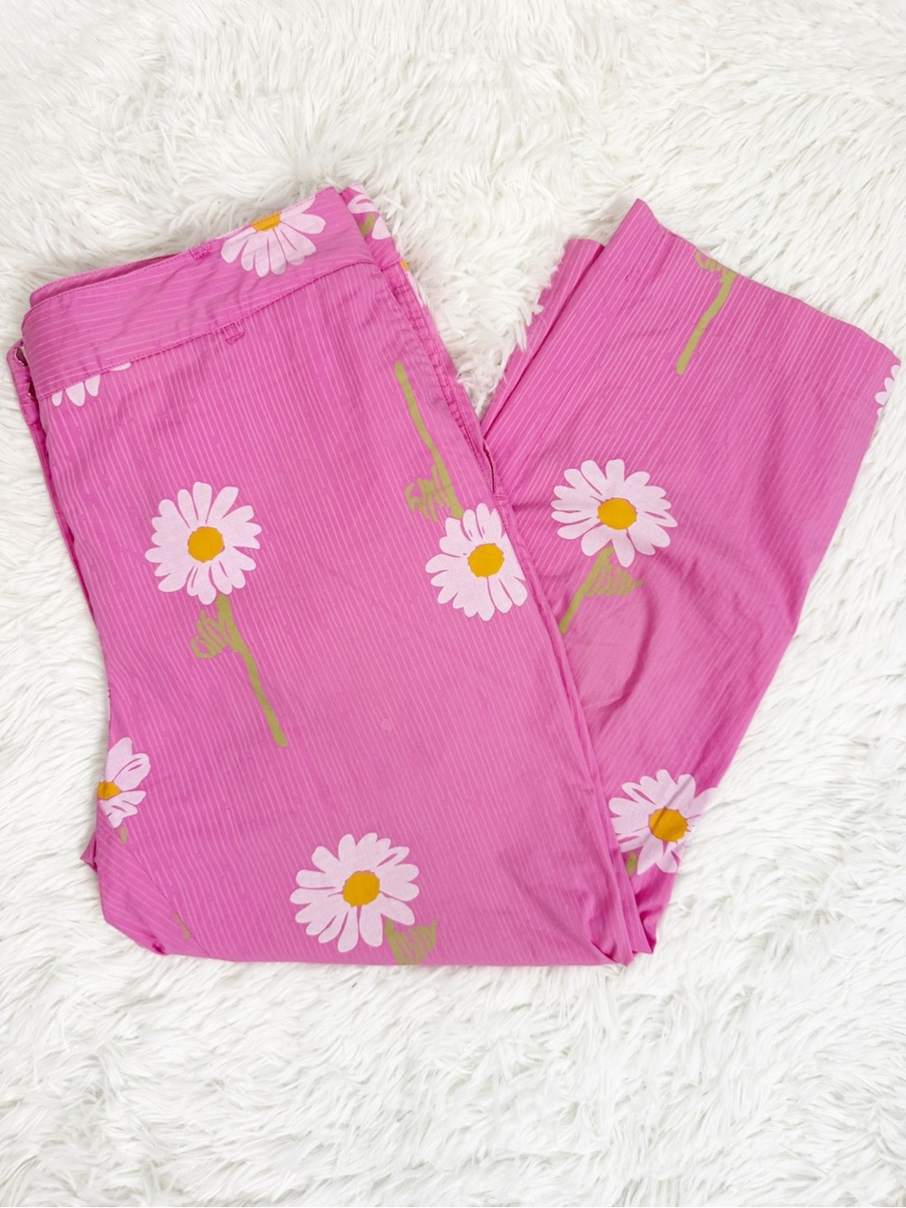Vintage Lilly Pulitzer White Label Size 14 Pink Daisy Floral Cropped Pants